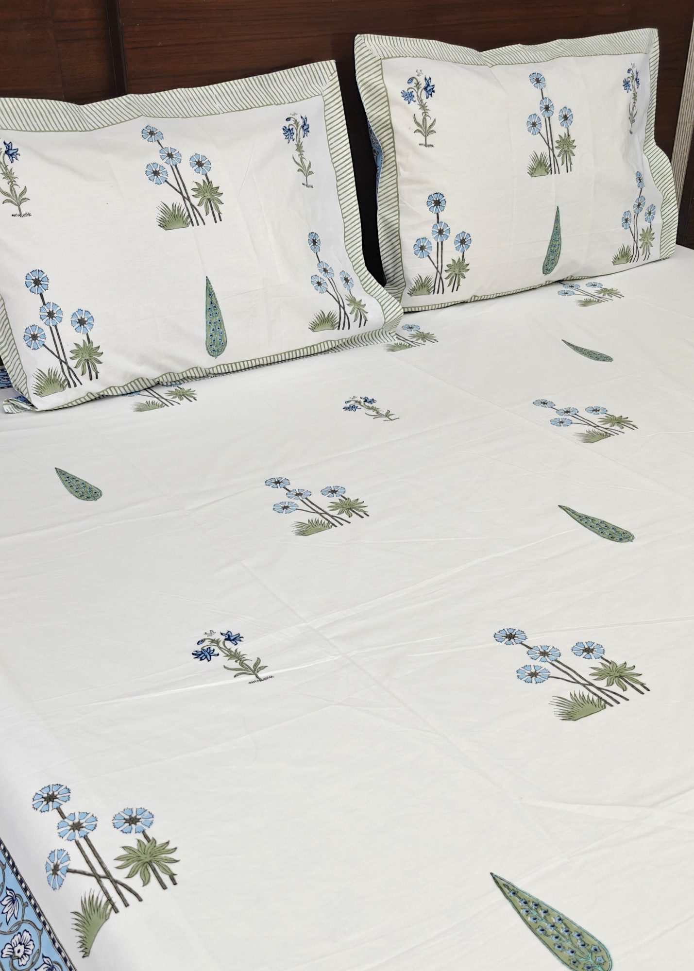 Jaipuri Block Print Bedsheet - Kesariya Threads Hand Block Print Cotton King Size