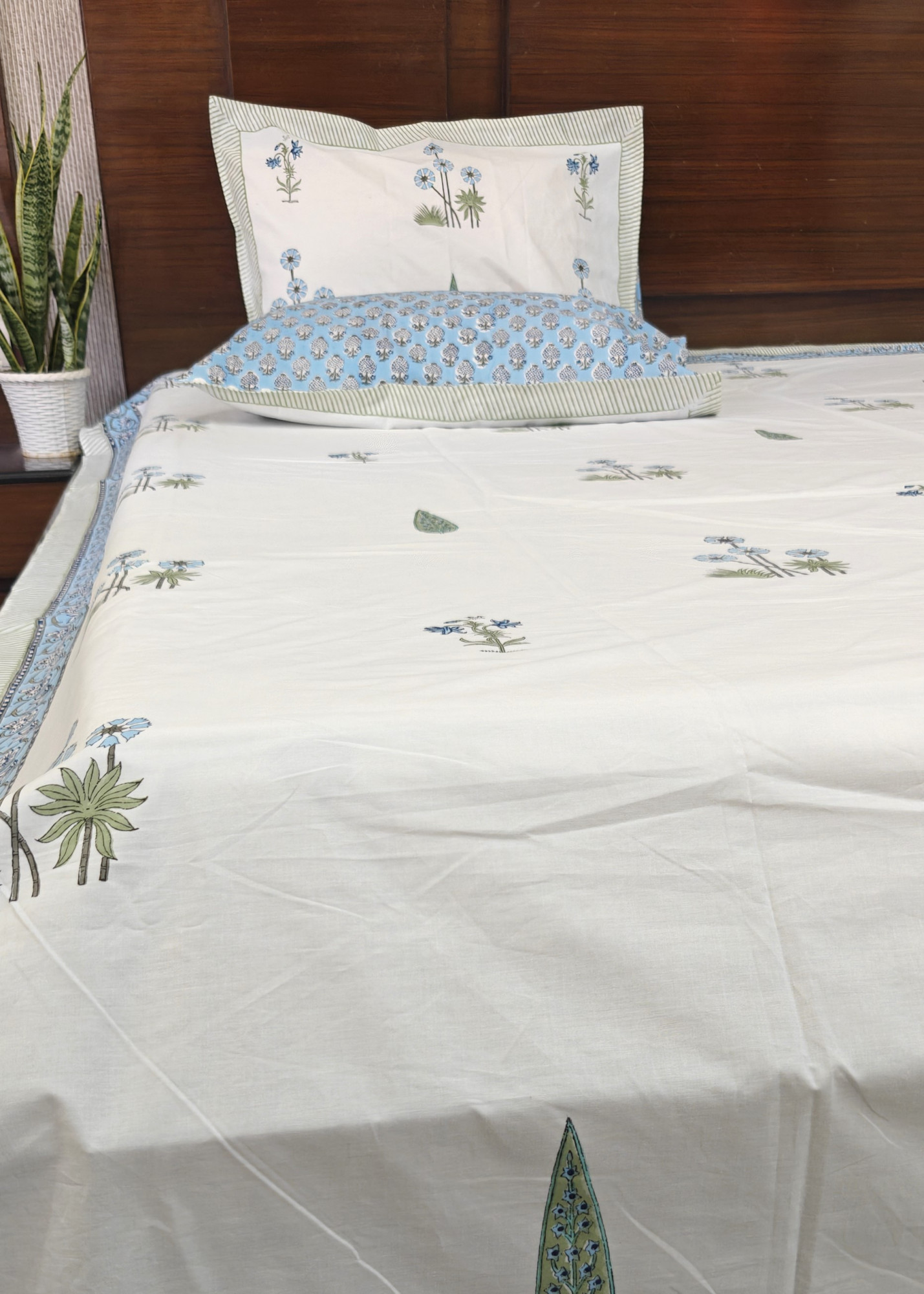 Jaipuri Block Print Bedsheet - Kesariya Threads Hand Block Print Cotton King Size