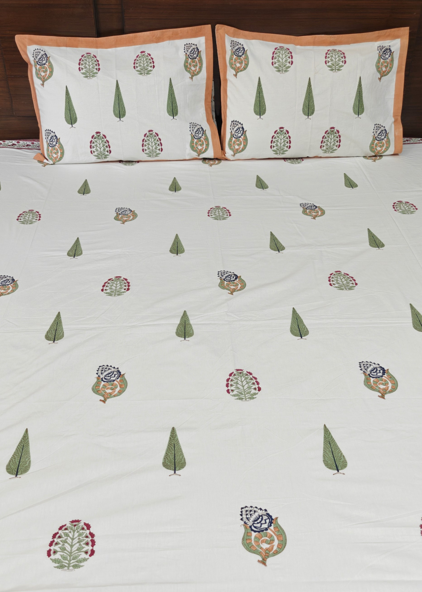 Jaipuri Block Print Bedsheet - Forest Veil Hand Block Print Cotton King Size