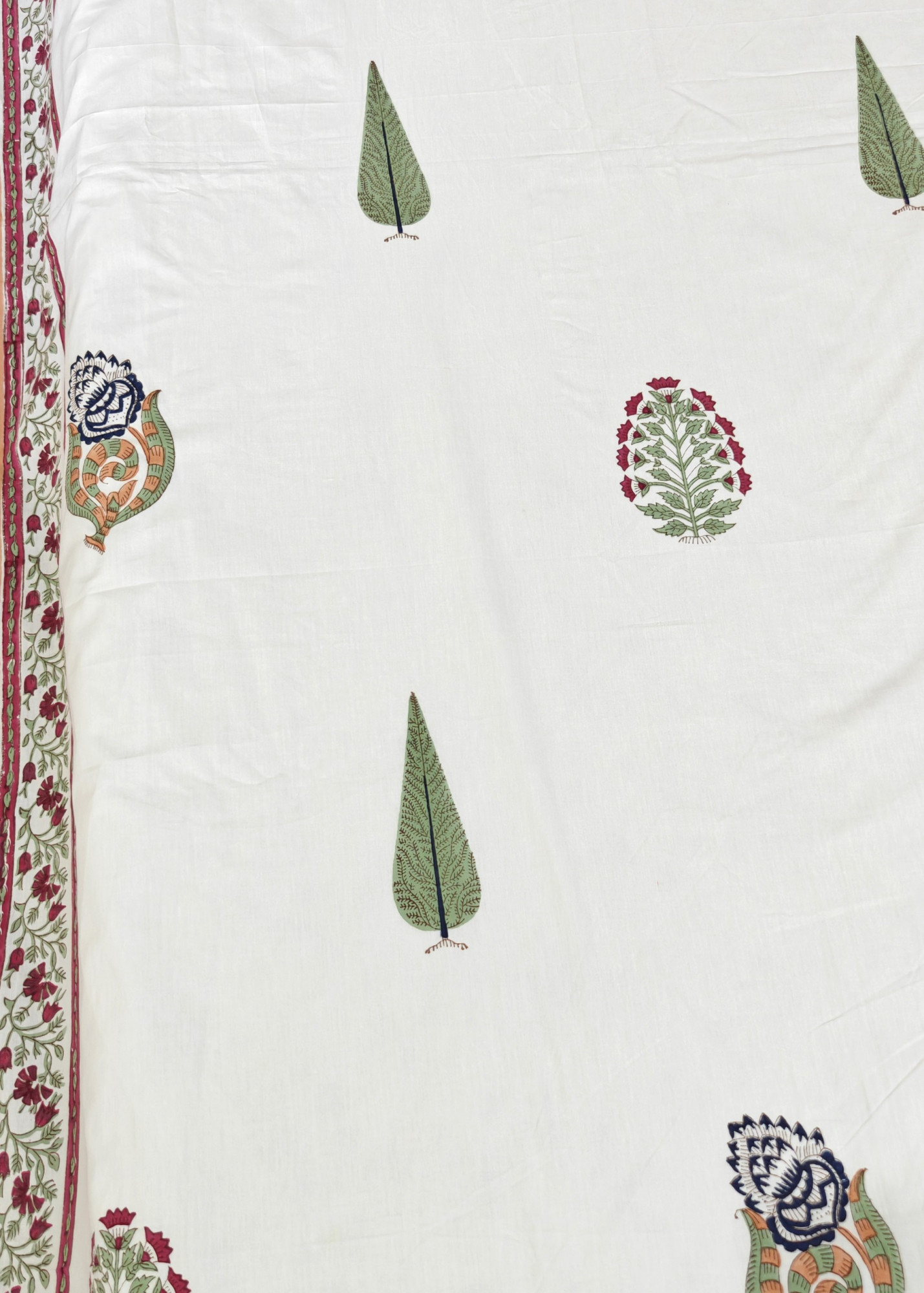 Jaipuri Block Print Bedsheet - Forest Veil Hand Block Print Cotton King Size