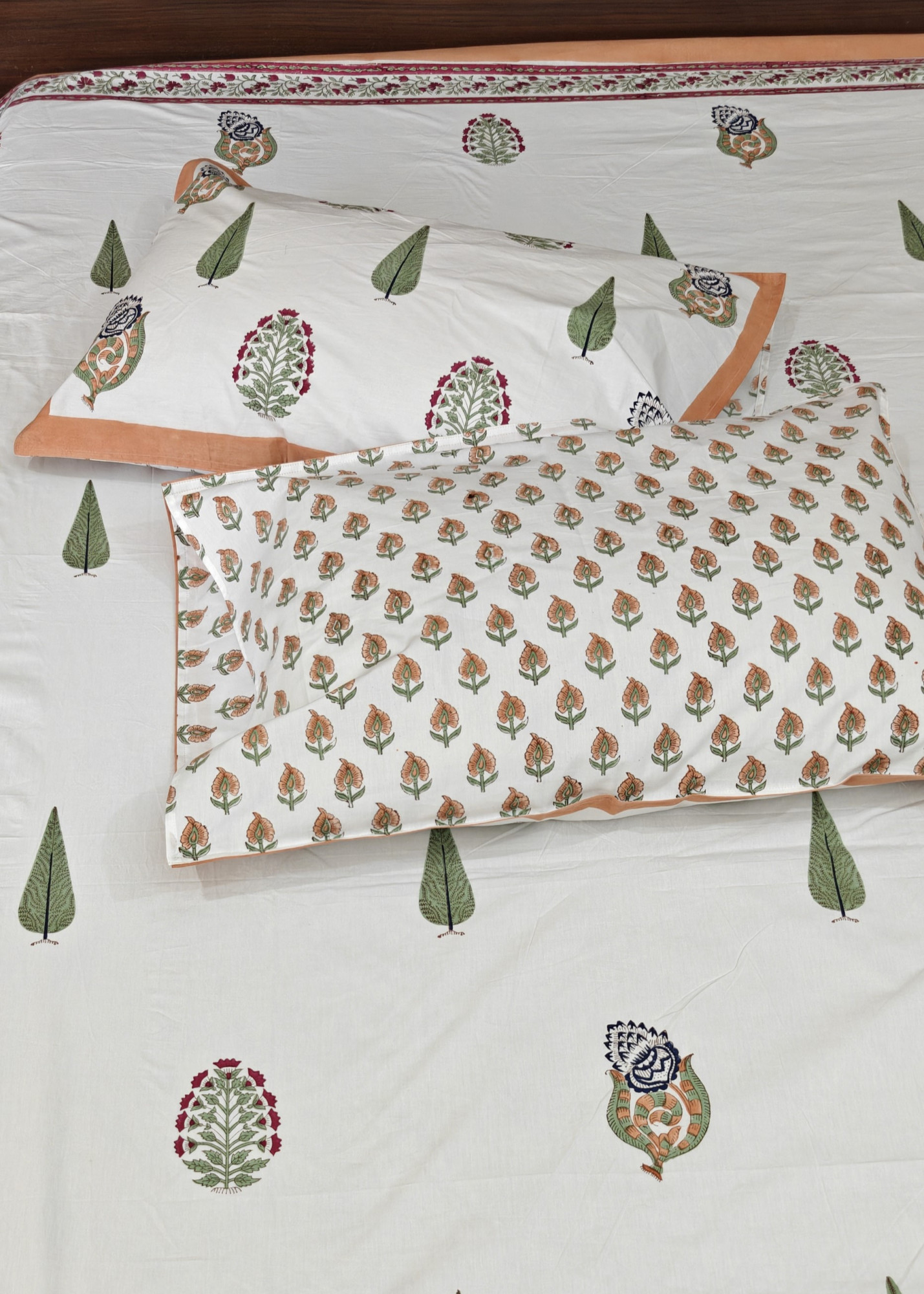 Jaipuri Block Print Bedsheet - Forest Veil Hand Block Print Cotton King Size