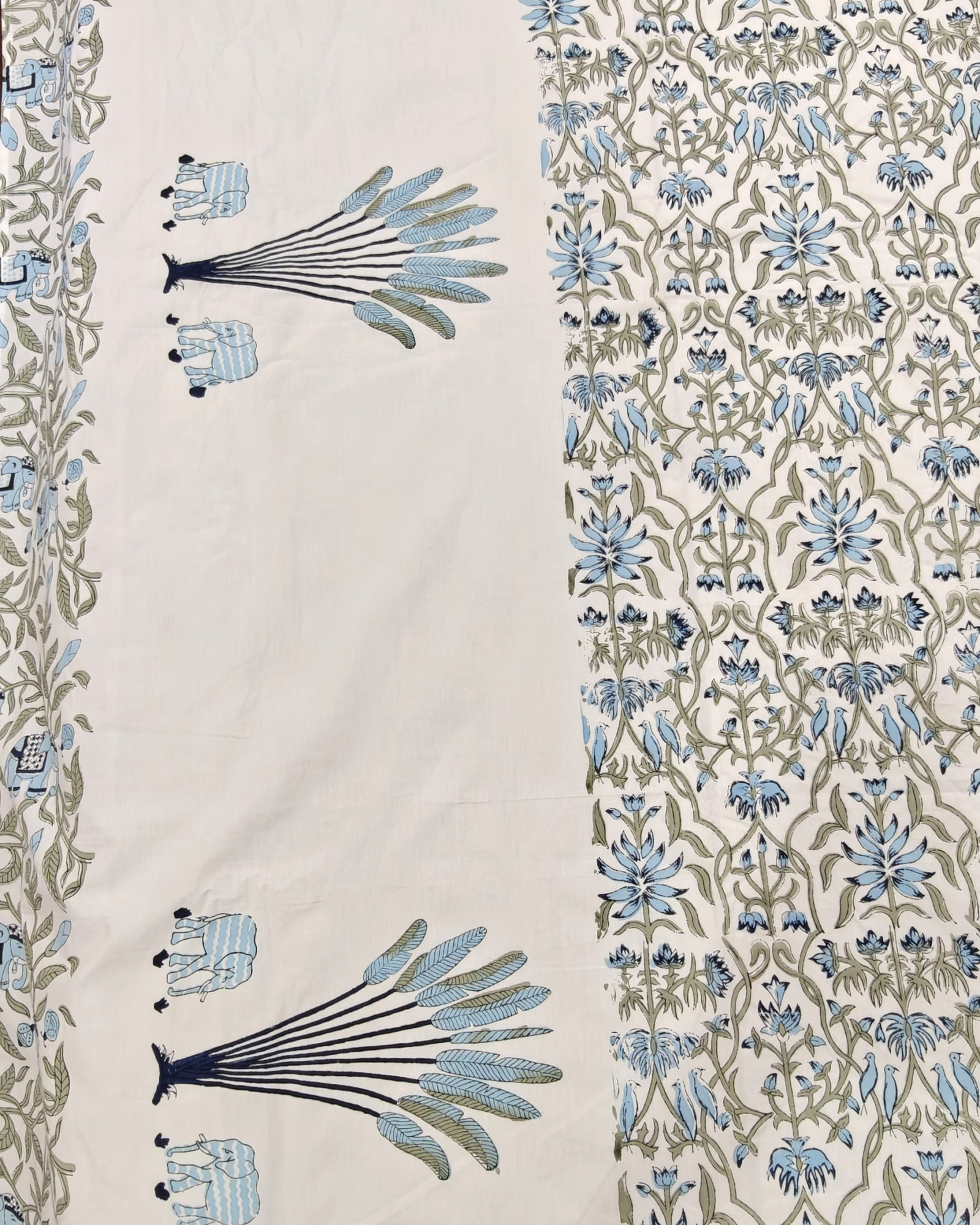 Jaipuri Block Print Bedsheet - Haathi Moor  Hand Block Print Cotton King Size