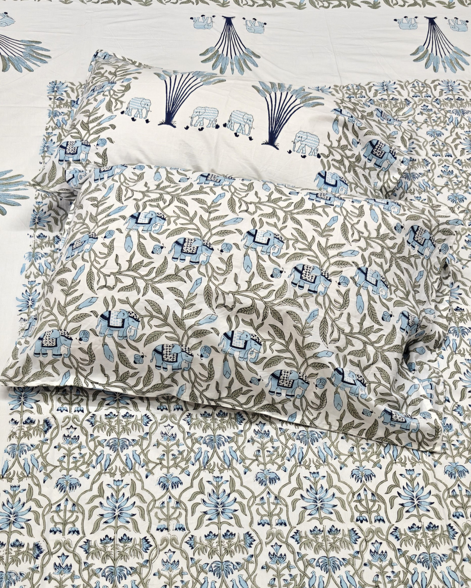 Jaipuri Block Print Bedsheet - Haathi Moor  Hand Block Print Cotton King Size