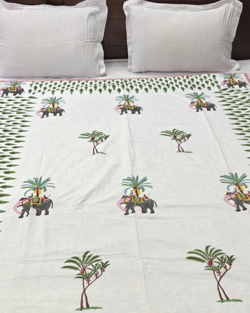 Image of Block Print Dohar - Jungle Serenity | Hand Block Print Mulmul Jaipuri