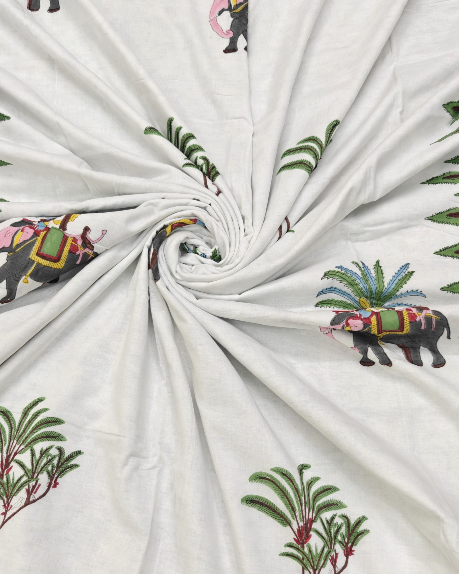 Block Print Dohar - Jungle Serenity  Hand Block Print Mulmul Jaipuri