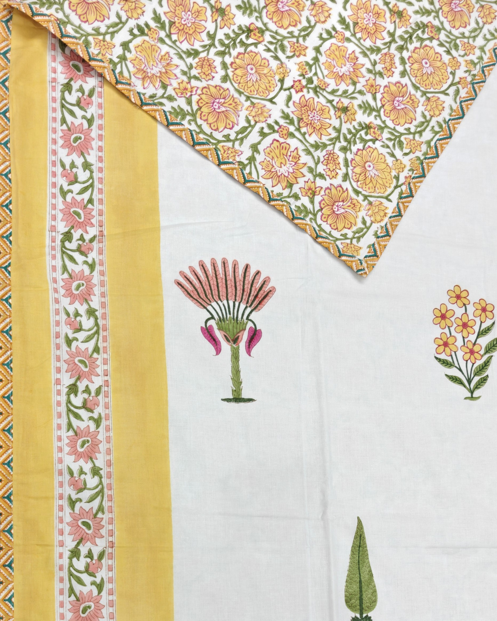 Block Print Dohar - Floral Heritage Hand Block Print Mulmul Jaipuri
