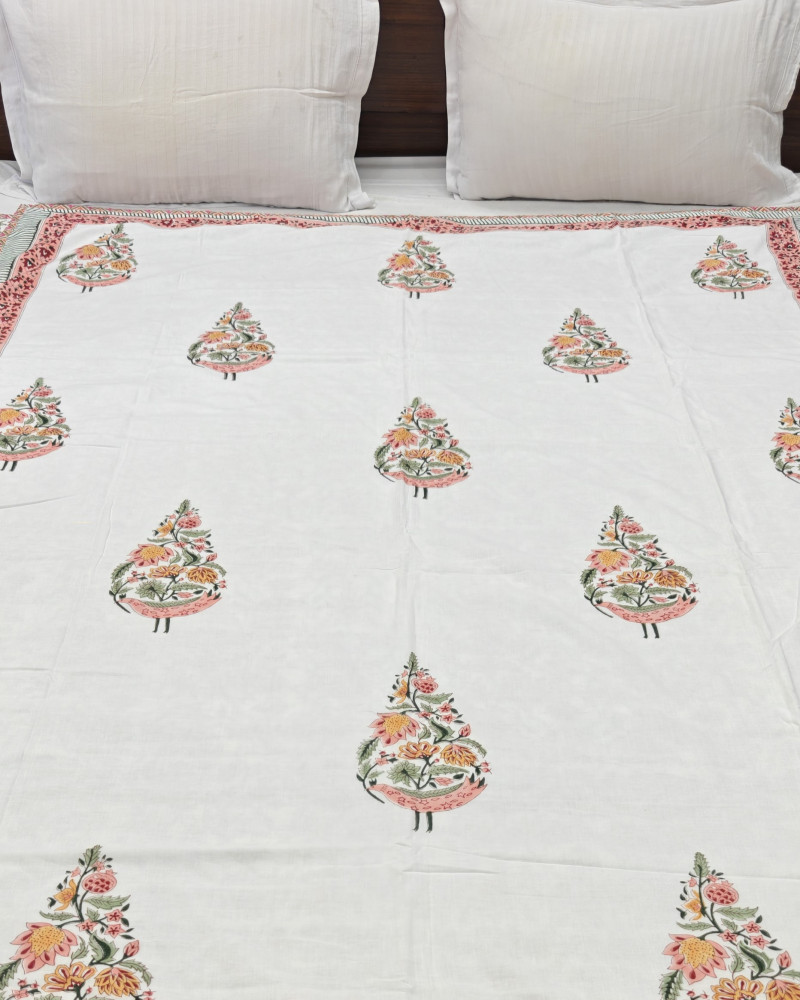 Image of Block Print Dohar - Chiya Bhel | Hand Block Print Mulmul Jaipuri