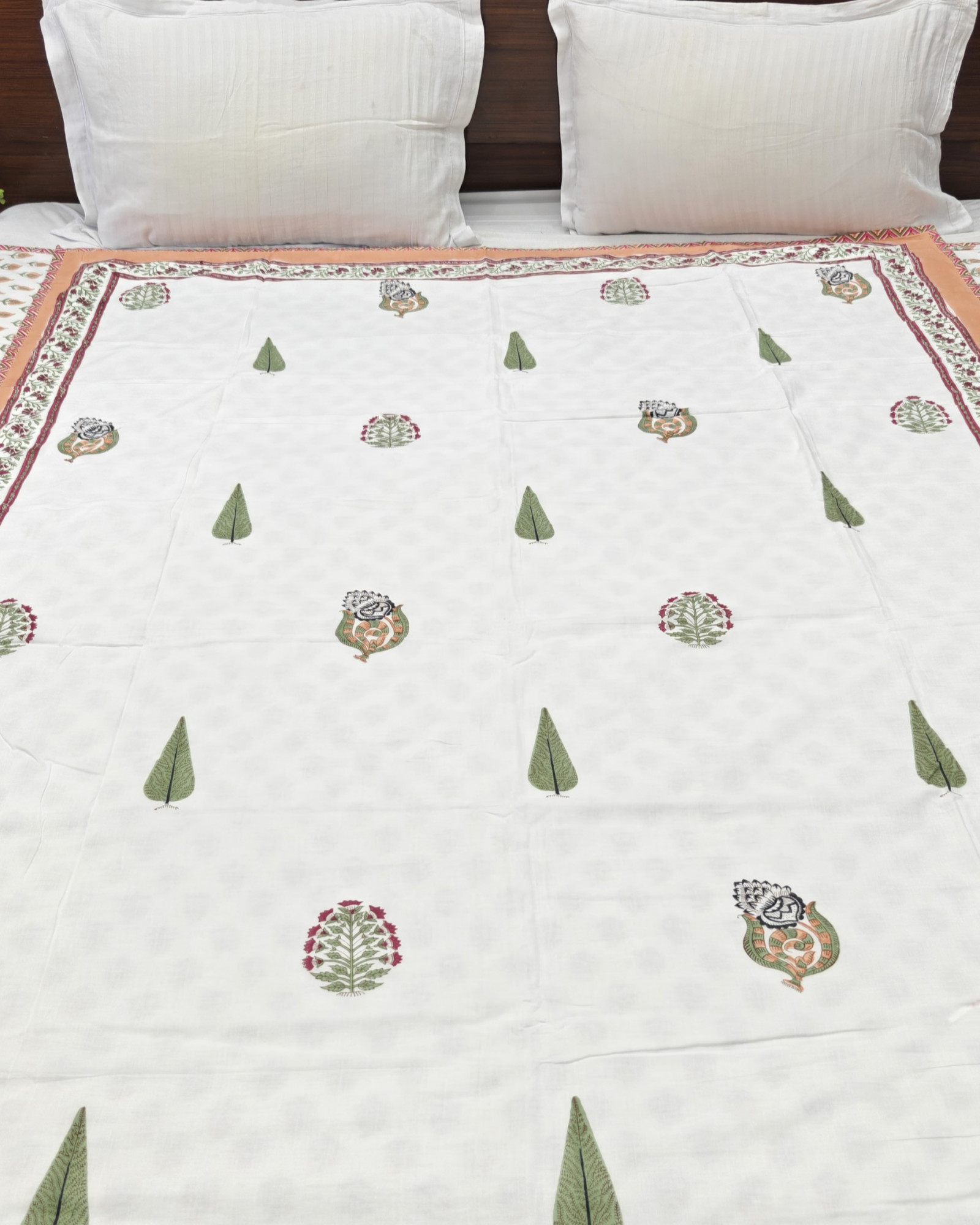 Block Print Dohar - Forest Veil Hand Block Print Mulmul Jaipuri