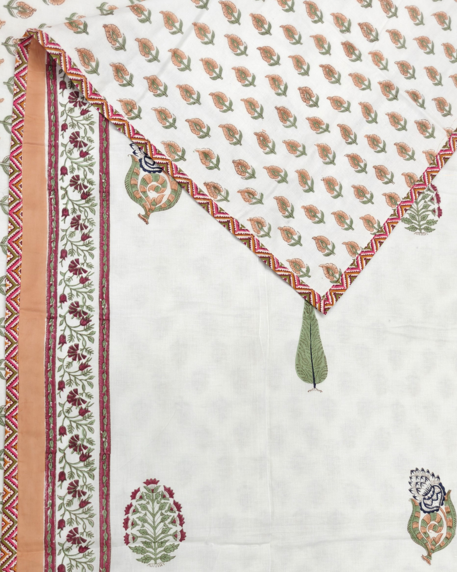 Block Print Dohar - Forest Veil Hand Block Print Mulmul Jaipuri