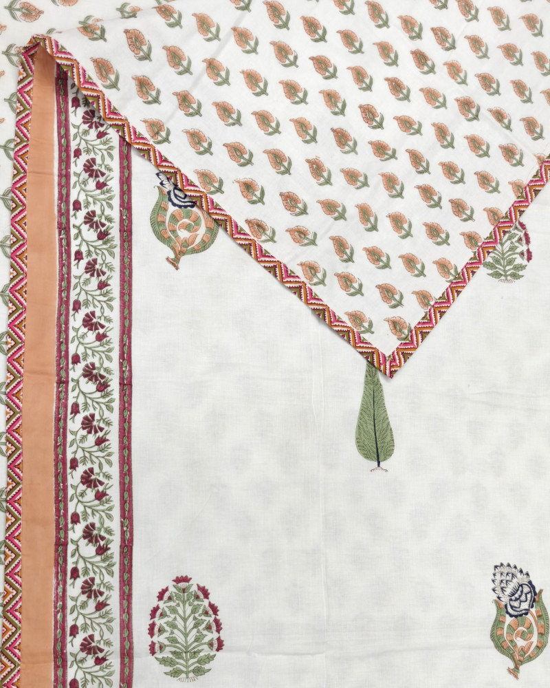 Image of Block Print Dohar - Forest Veil | Hand Block Print Mulmul Jaipuri