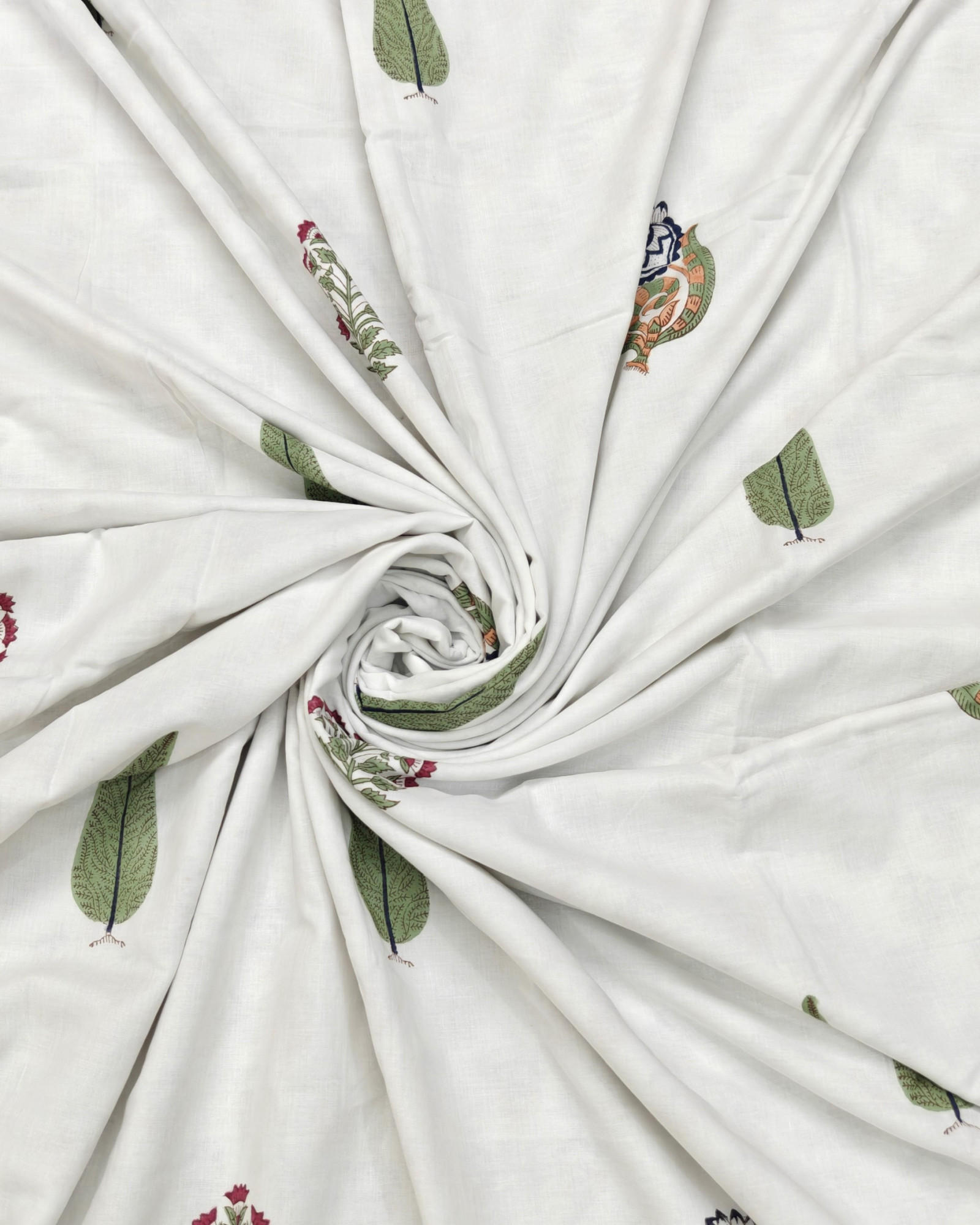 Block Print Dohar - Forest Veil Hand Block Print Mulmul Jaipuri