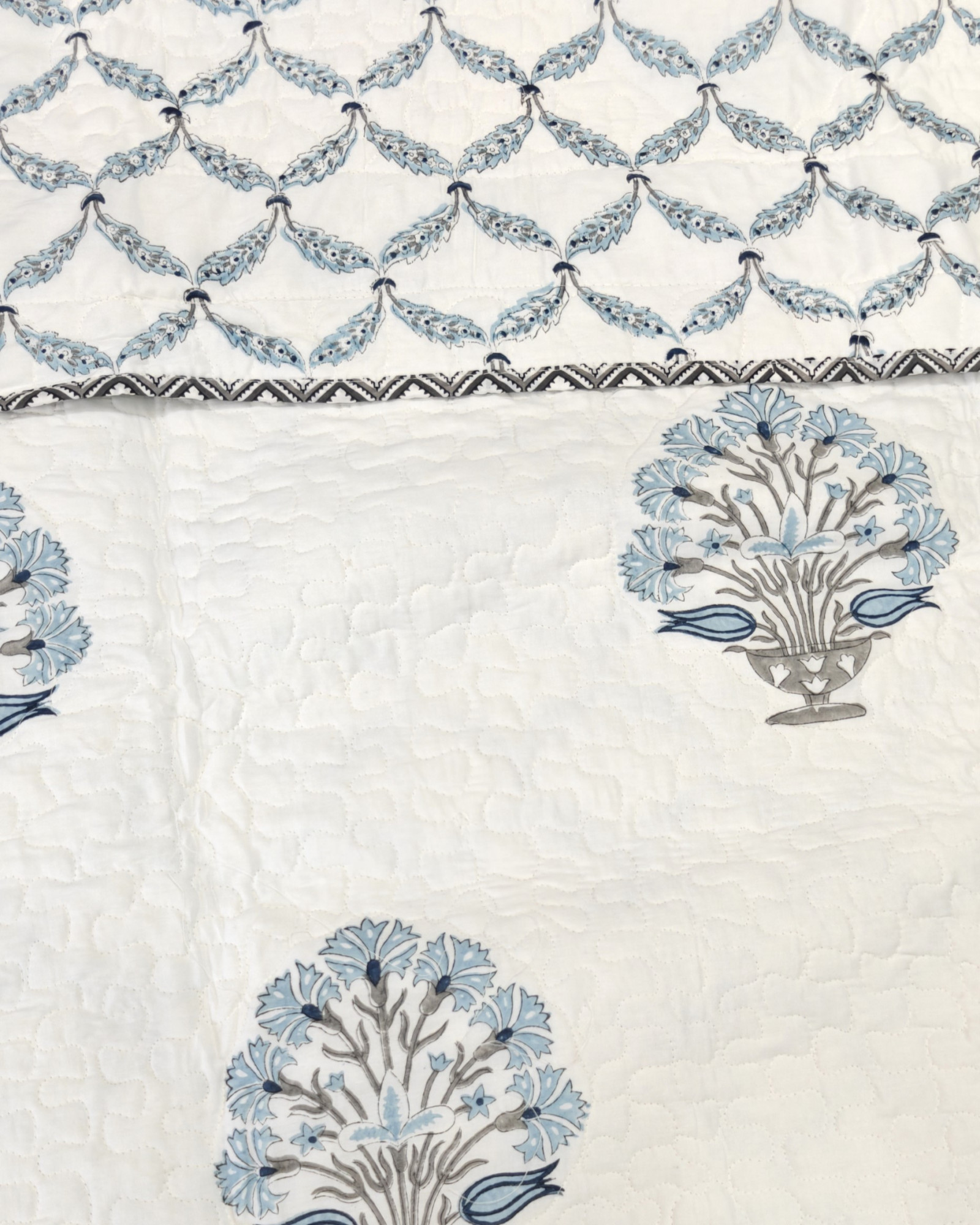 Block Print Bedcover - Earthen Grace  Reversible Hand Block Print Cotton Double