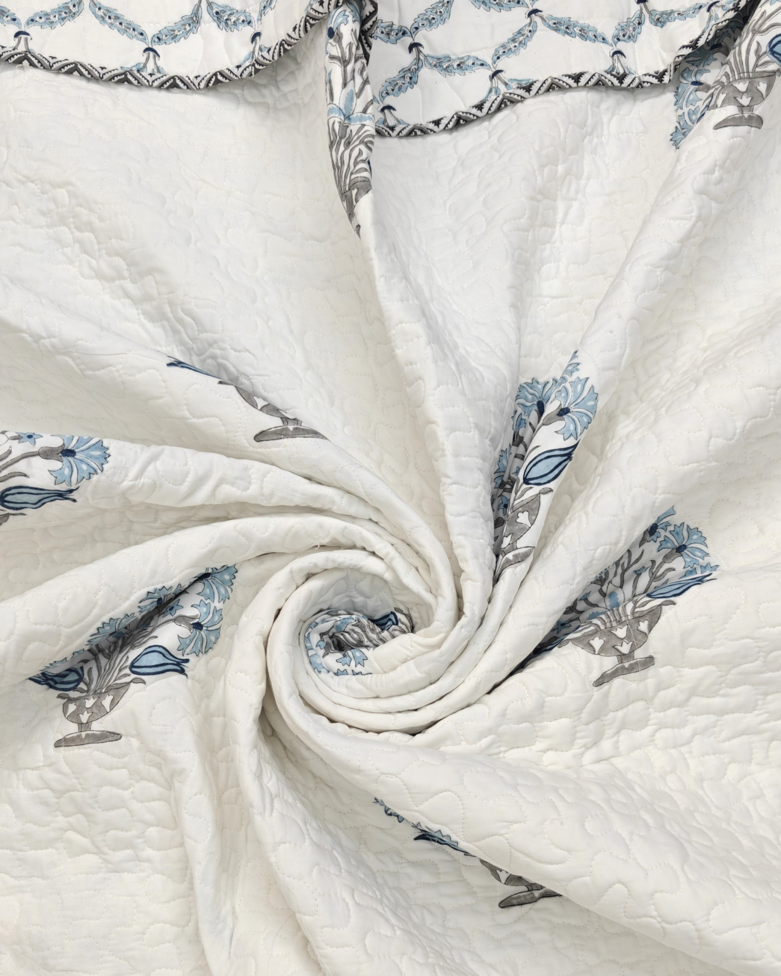 Block Print Bedcover - Earthen Grace  Reversible Hand Block Print Cotton Double