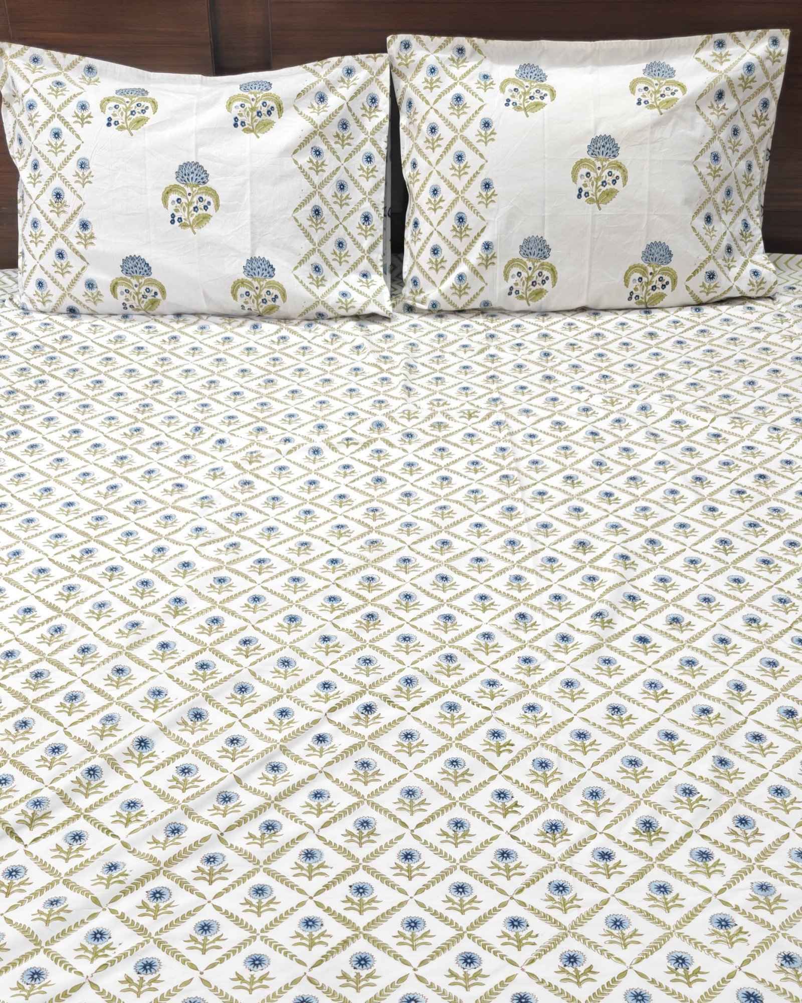 Jaipuri Block Print Bedsheet - Hira Boota Hand Block Print Cotton King Size