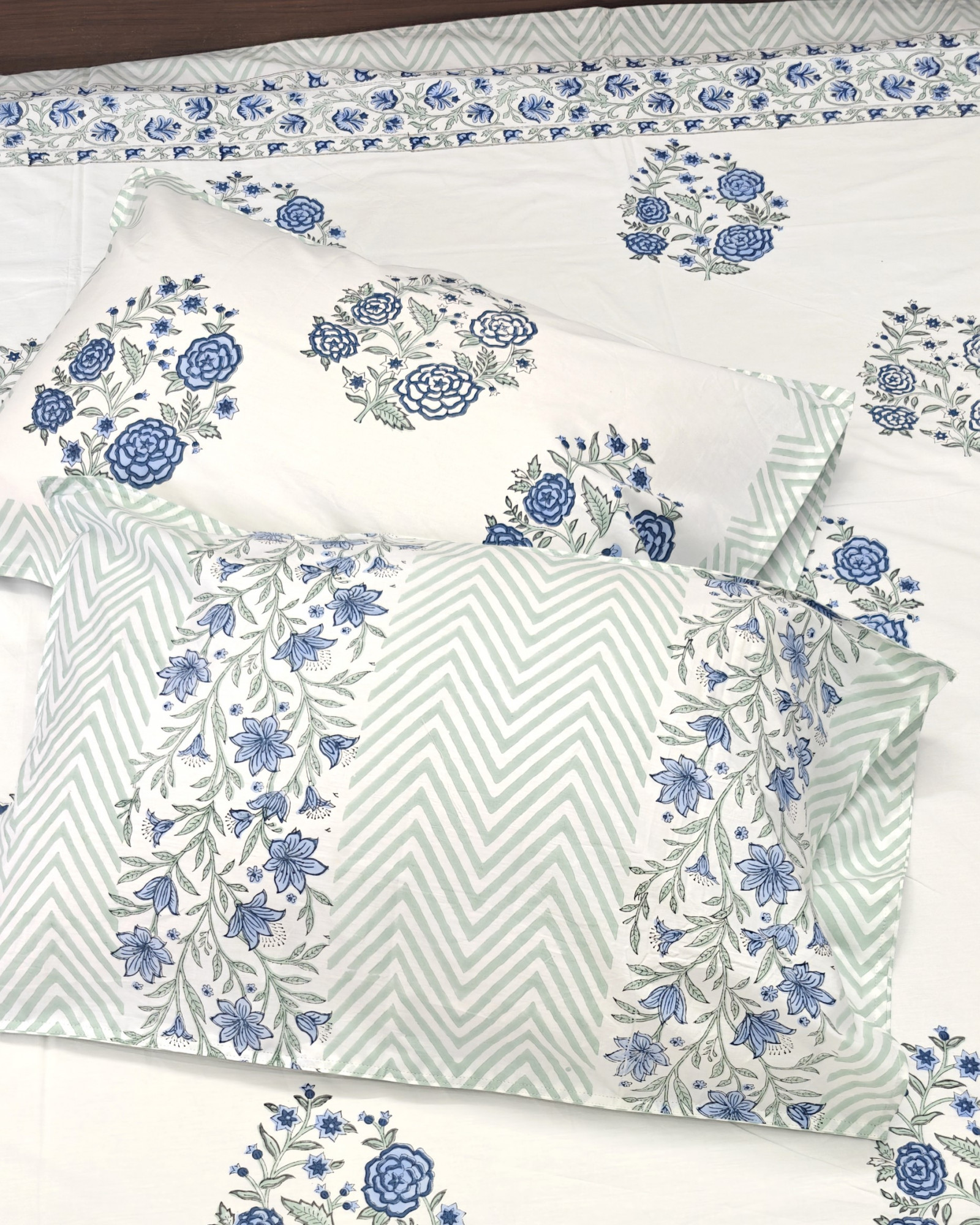 Jaipuri Block Print Bedsheet - Gulab Leharia  Hand Block Print Cotton King Size