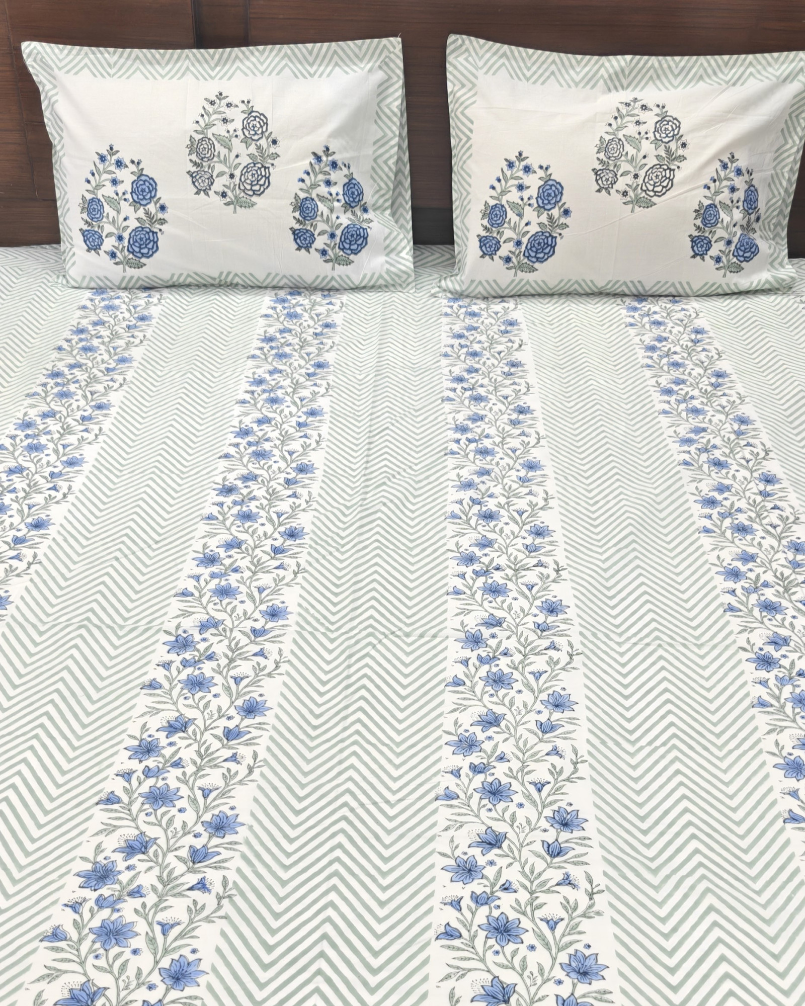 Jaipuri Block Print Bedsheet - Leharia Bel  Hand Block Print Cotton King Size