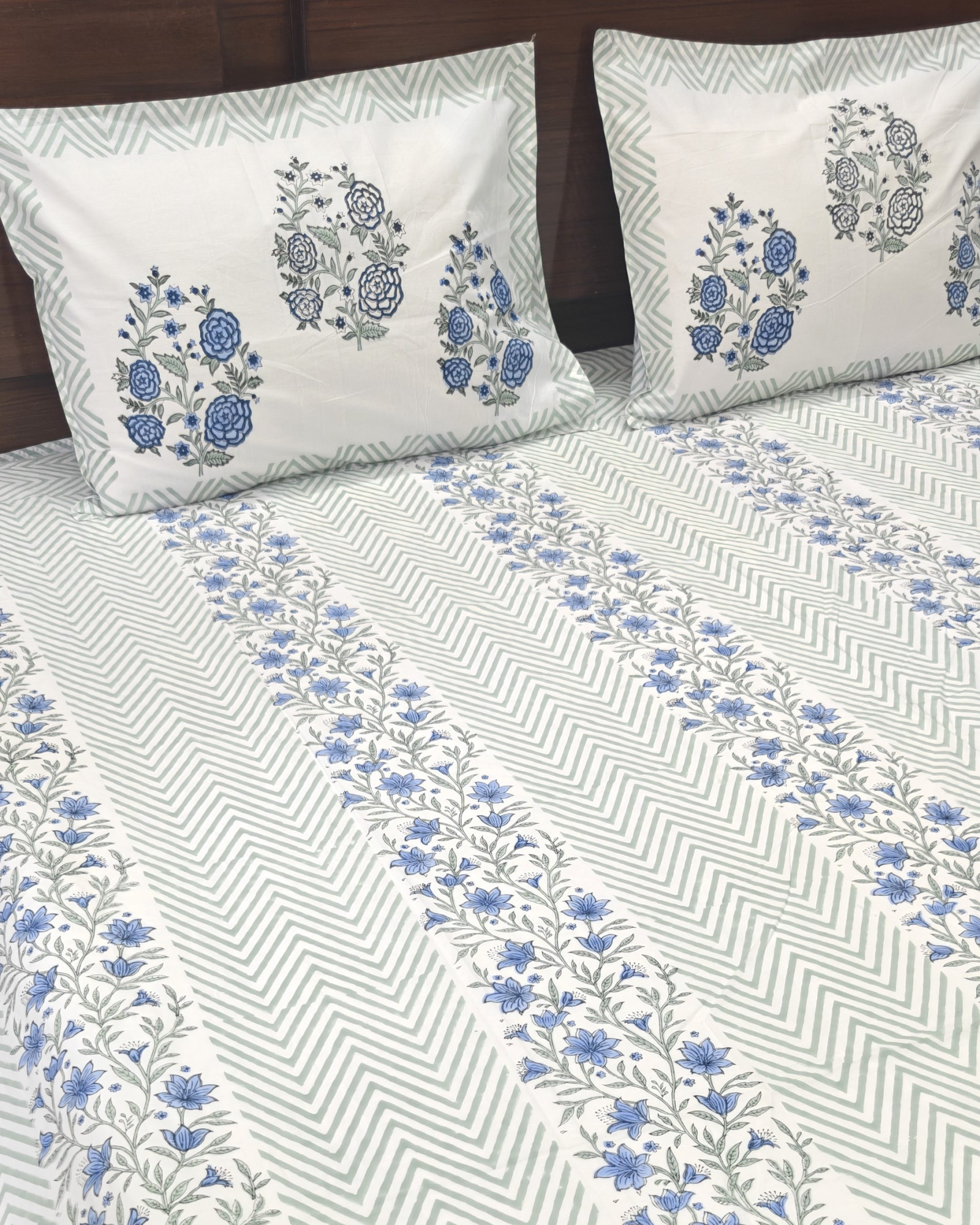 Jaipuri Block Print Bedsheet - Leharia Bel  Hand Block Print Cotton King Size