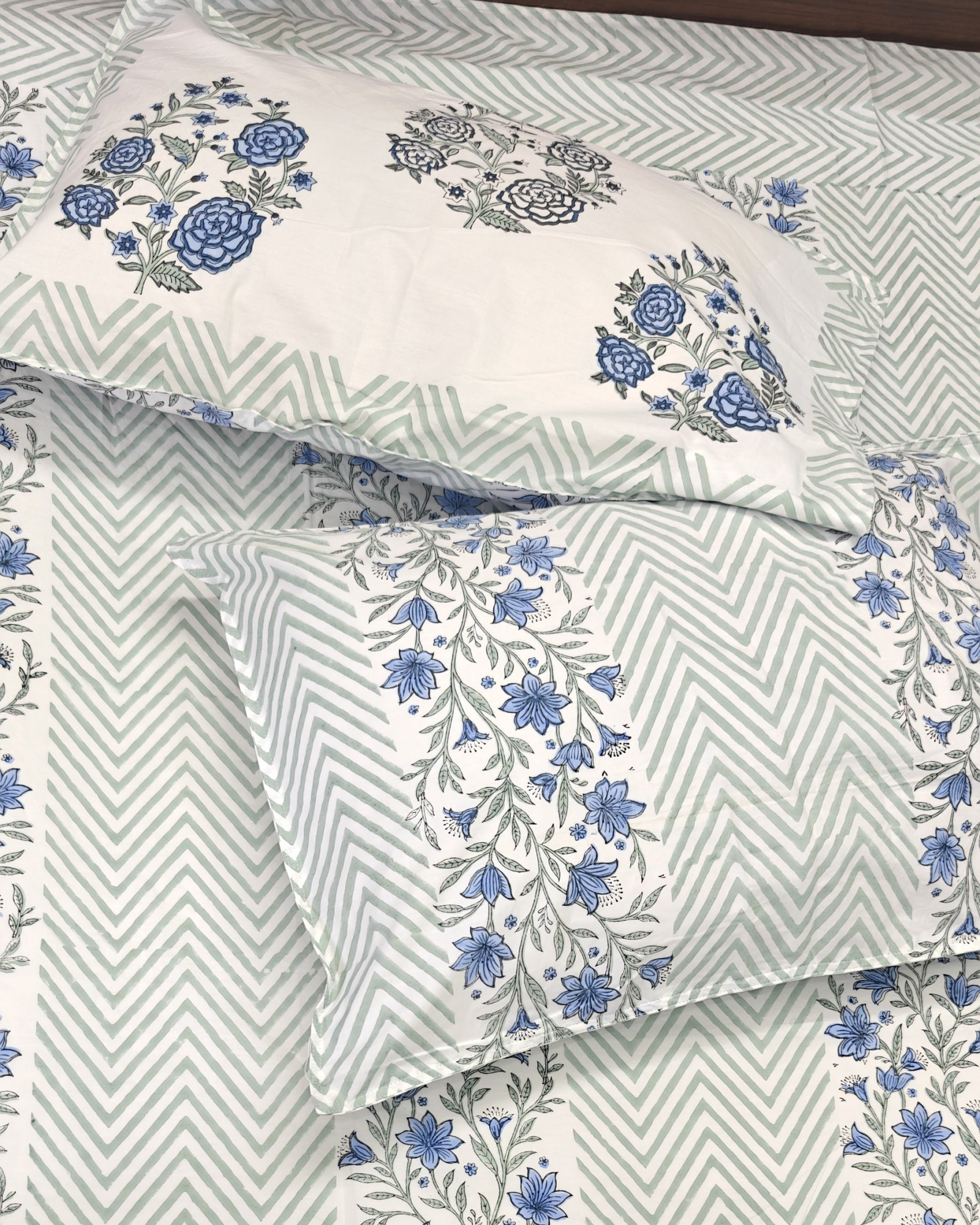 Jaipuri Block Print Bedsheet - Leharia Bel  Hand Block Print Cotton King Size