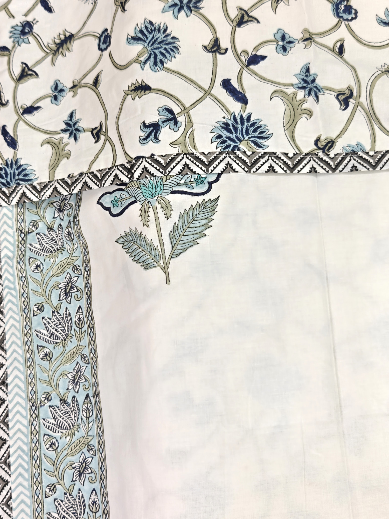 Block Print Dohar - Blue Jaal Reversible Hand Block Print Jaipuri Cotton
