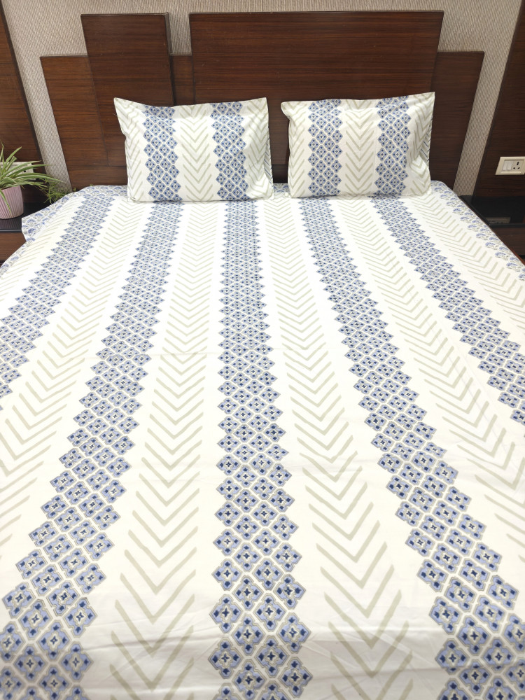 Image of Jaipuri Block Print Bedsheet - Lehar-e-Bela | Hand Block Print Cotton King Size