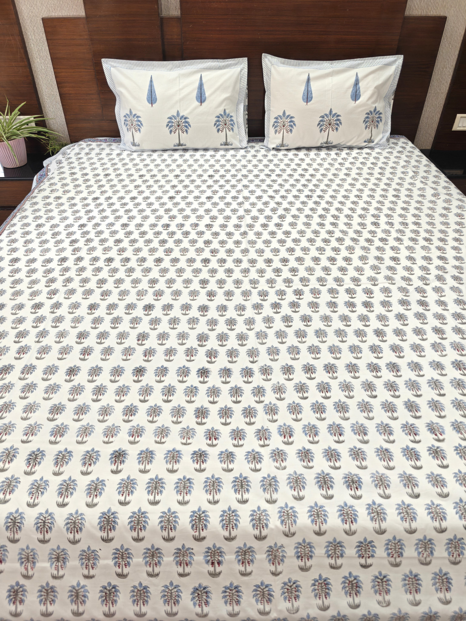 Jaipuri Block Print Bedsheet - Pine Grove  Hand Block Print Cotton King Size