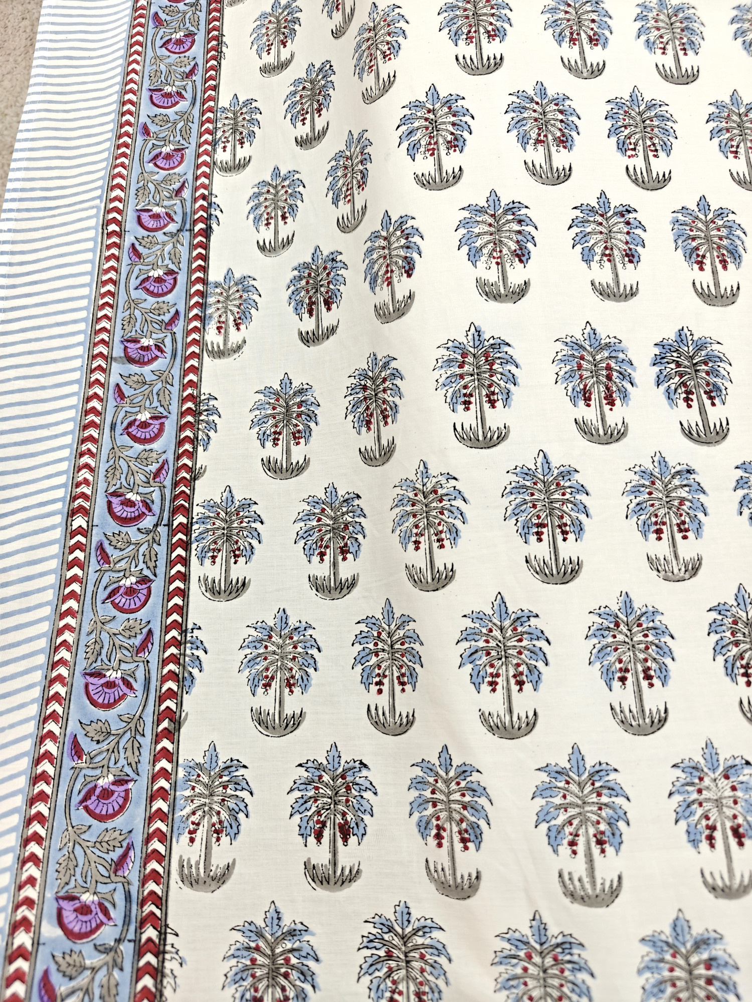Jaipuri Block Print Bedsheet - Pine Grove  Hand Block Print Cotton King Size