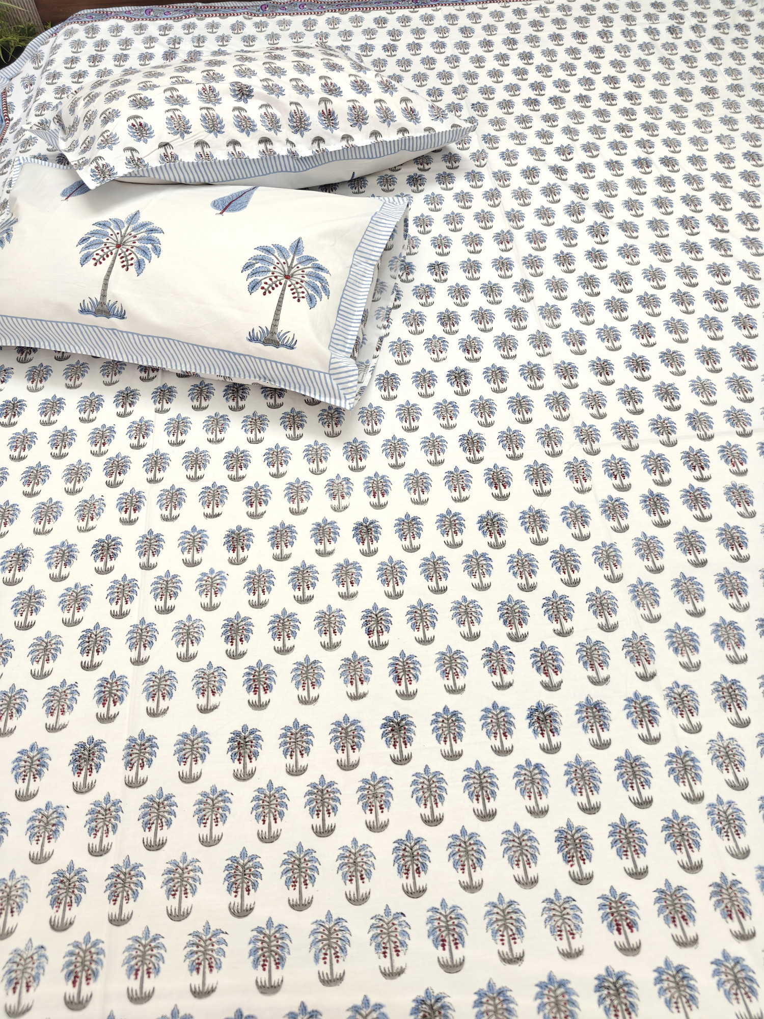 Jaipuri Block Print Bedsheet - Pine Grove Hand Block Print Cotton King Size