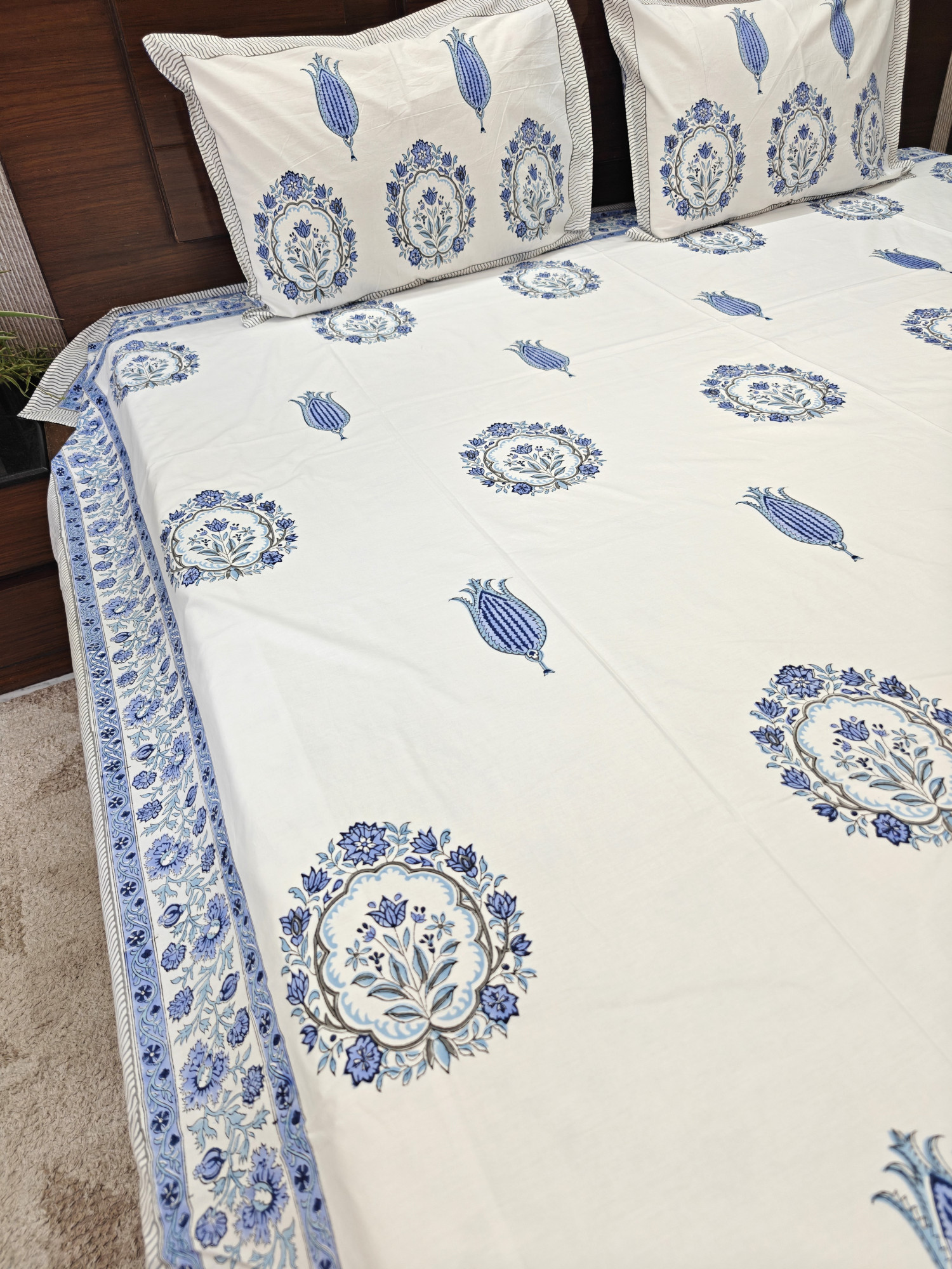 Jaipuri Block Print Bedsheet - Mala  Hand Block Print Cotton King Size
