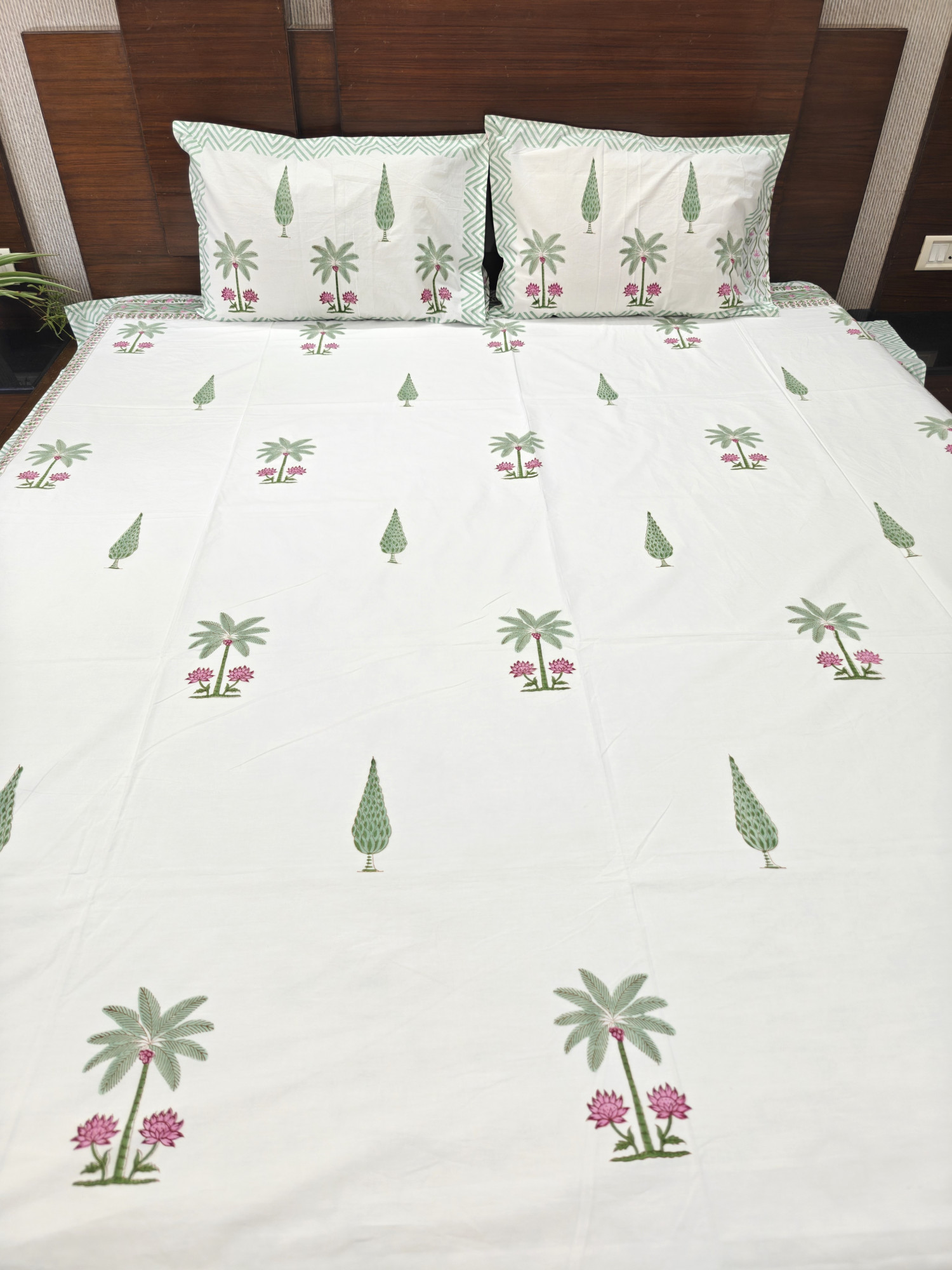 Jaipuri Block Print Bedsheet - Charbagh  Hand Block Print Cotton King Size