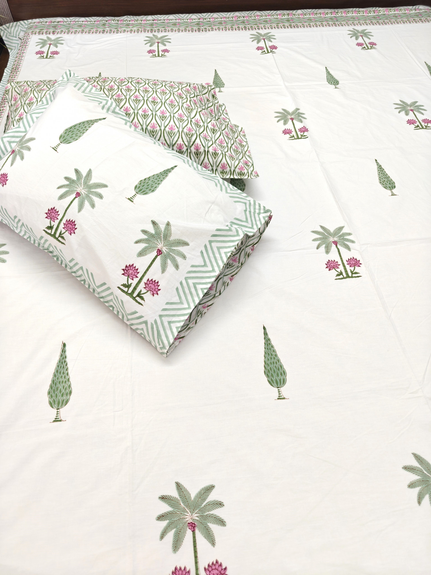 Jaipuri Block Print Bedsheet - Charbagh Hand Block Print Cotton King Size