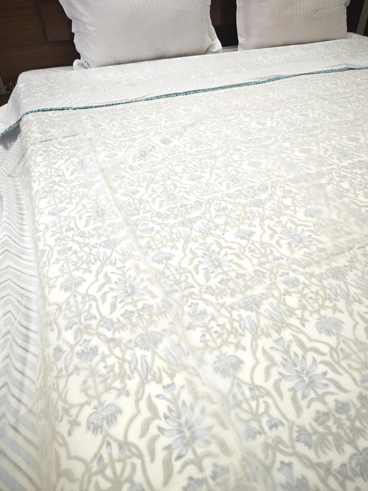 Image of Block Print 3D Dohar - Botanicraft | Hand Block Print Mulmul Jaipuri