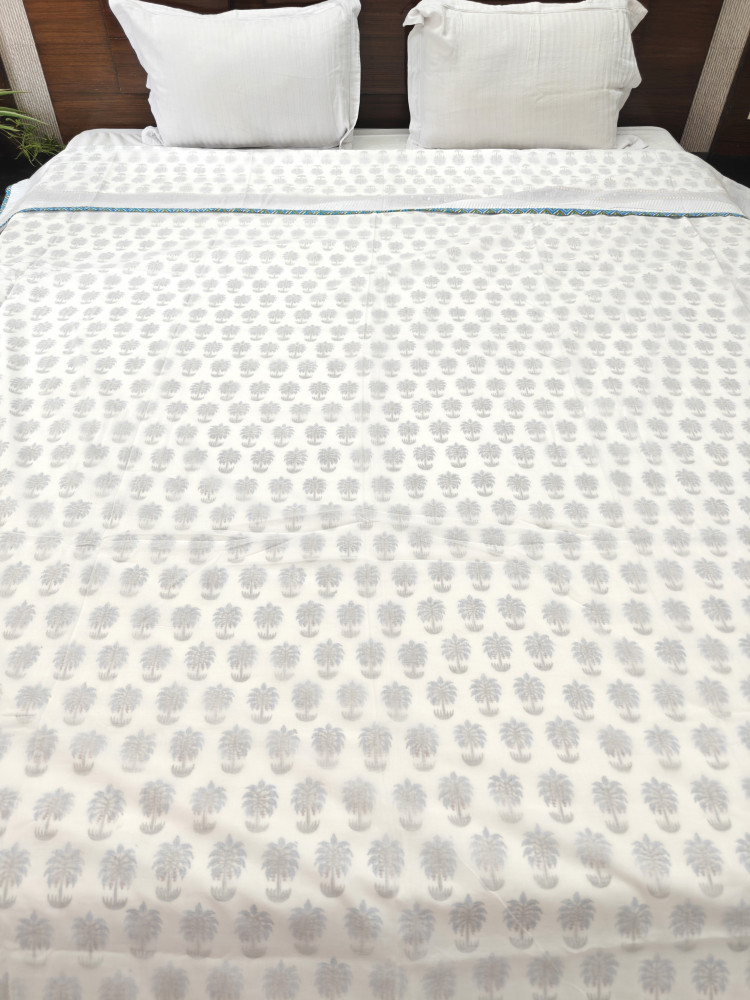 Image of Jaipuri Block Print 3D Dohar - Pine Grove | Hand Block Print Cotton