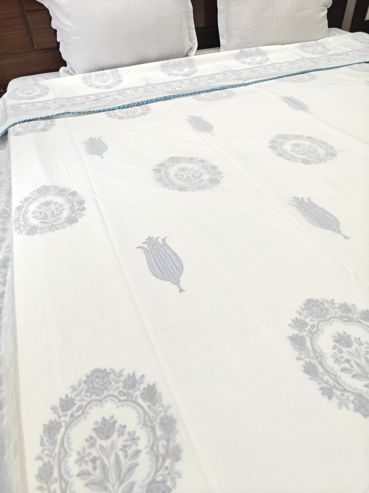 Block Print 3D Dohar - Mala  Hand Block Print Mulmul Jaipuri