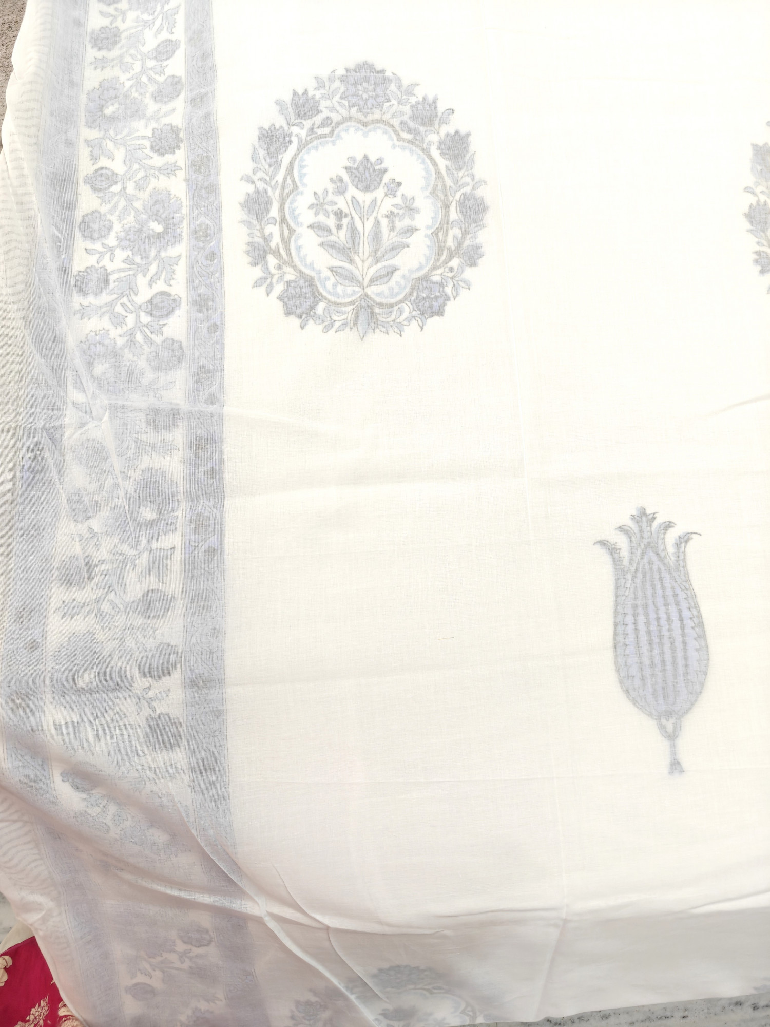 Block Print 3D Dohar - Mala  Hand Block Print Mulmul Jaipuri