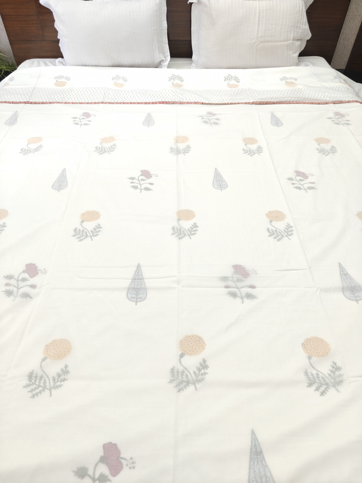 Block Print 3D Dohar - Tropical  Hand Block Print Mulmul Jaipuri