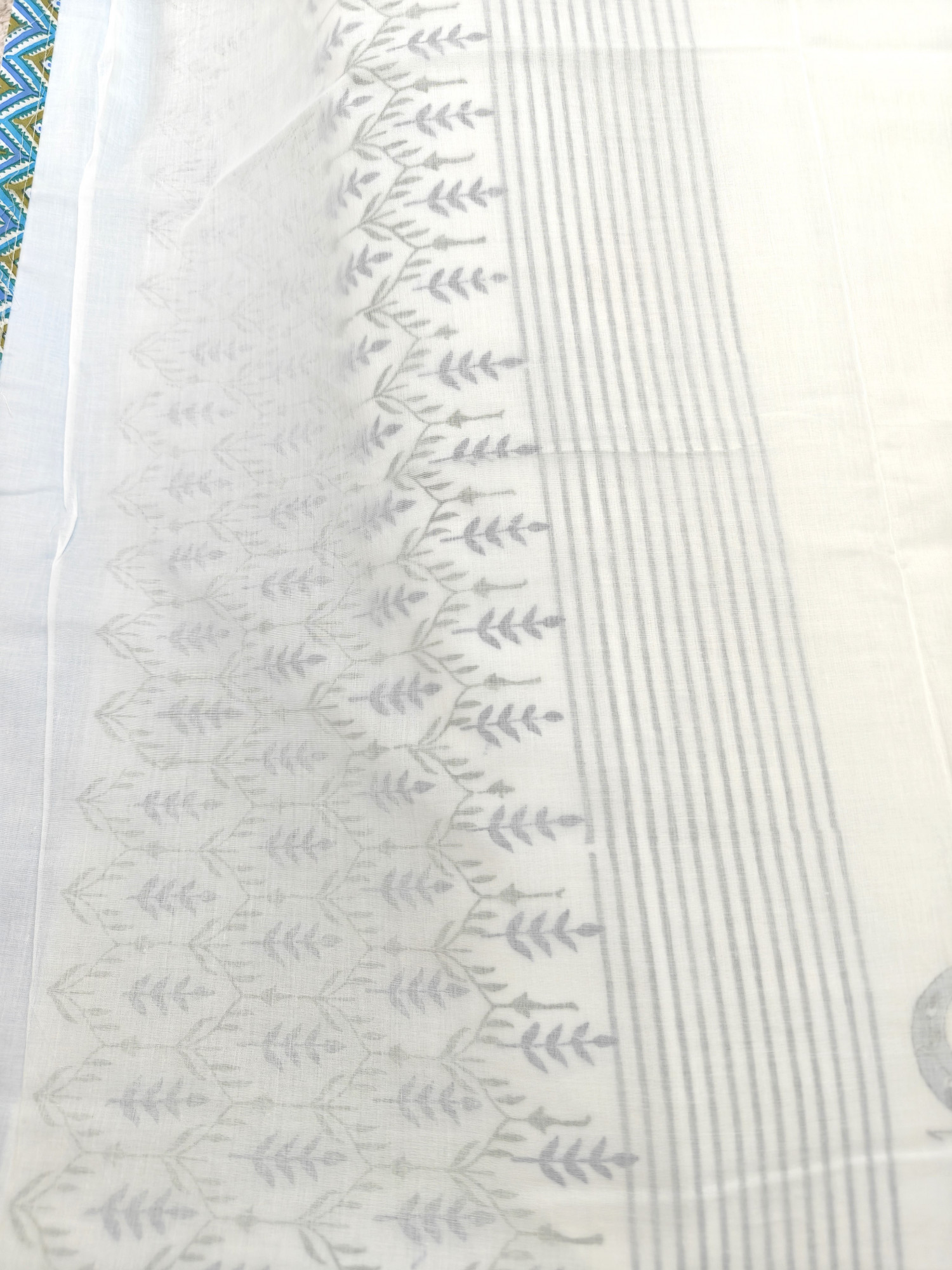 Block Print 3D Dohar - Grey Haathi  Hand Block Print Mulmul Jaipuri