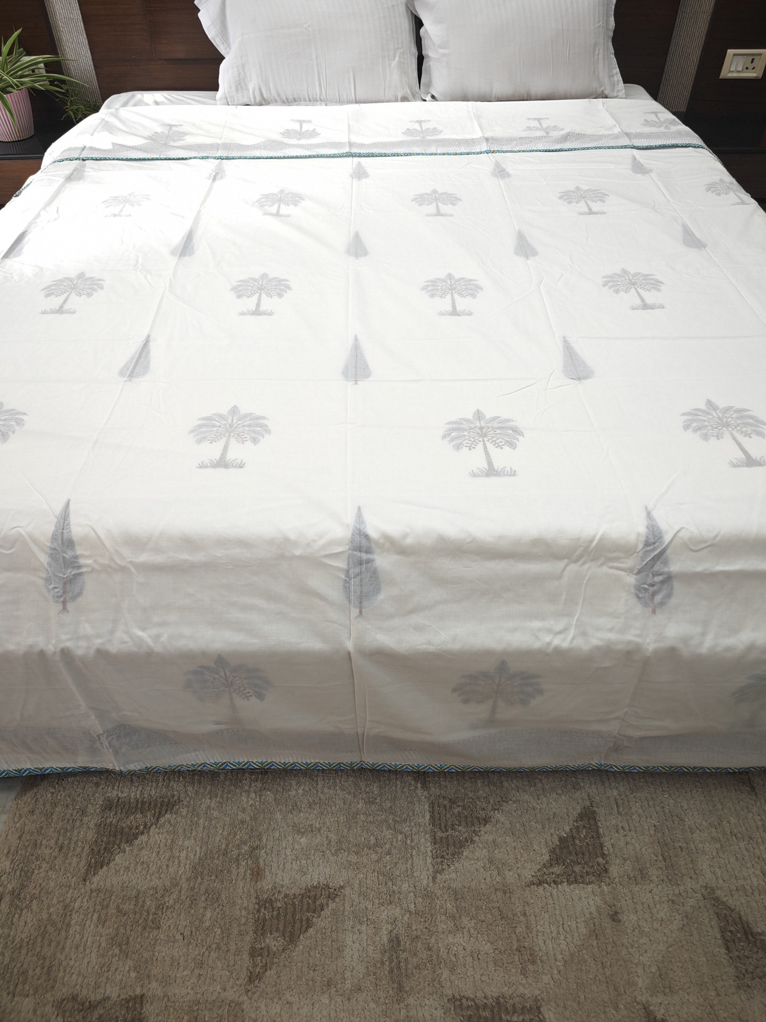 Block Print 3D Dohar - Pine Hand Block Print Mulmul Jaipuri