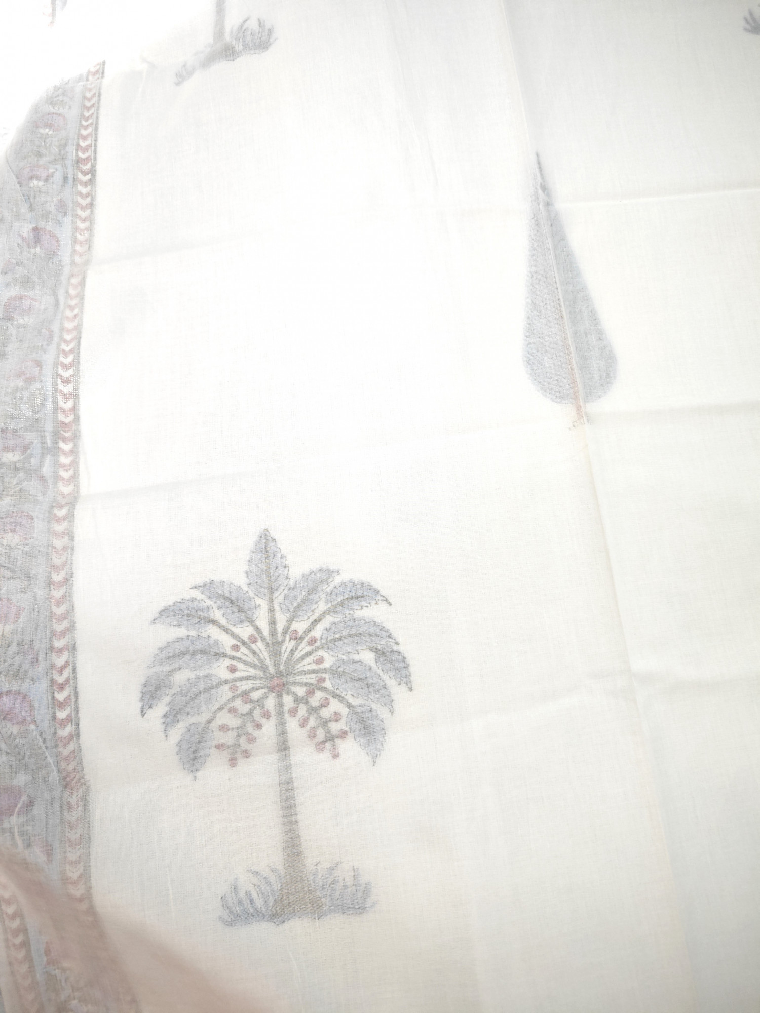 Block Print 3D Dohar - Pine  Hand Block Print Mulmul Jaipuri