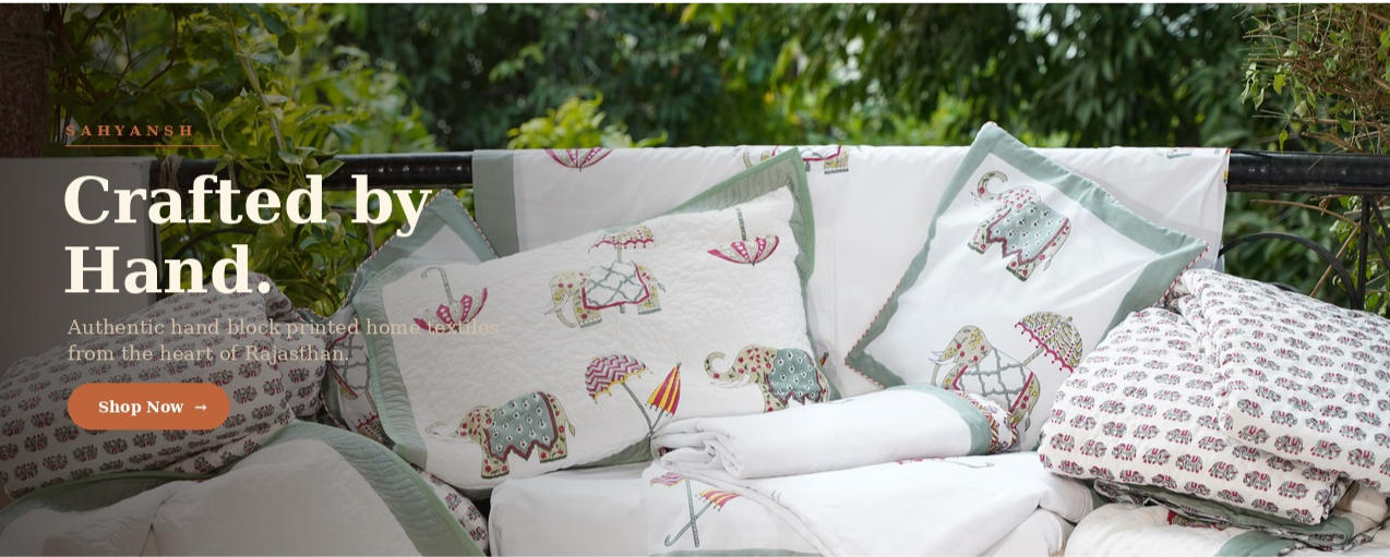 "Jaipuri hand block print cushion covers styled outdoors — Sahyansh"