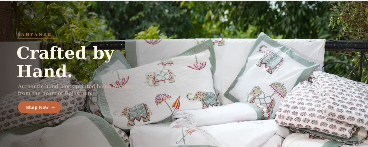 "Jaipuri hand block print cushion covers styled outdoors — Sahyansh"