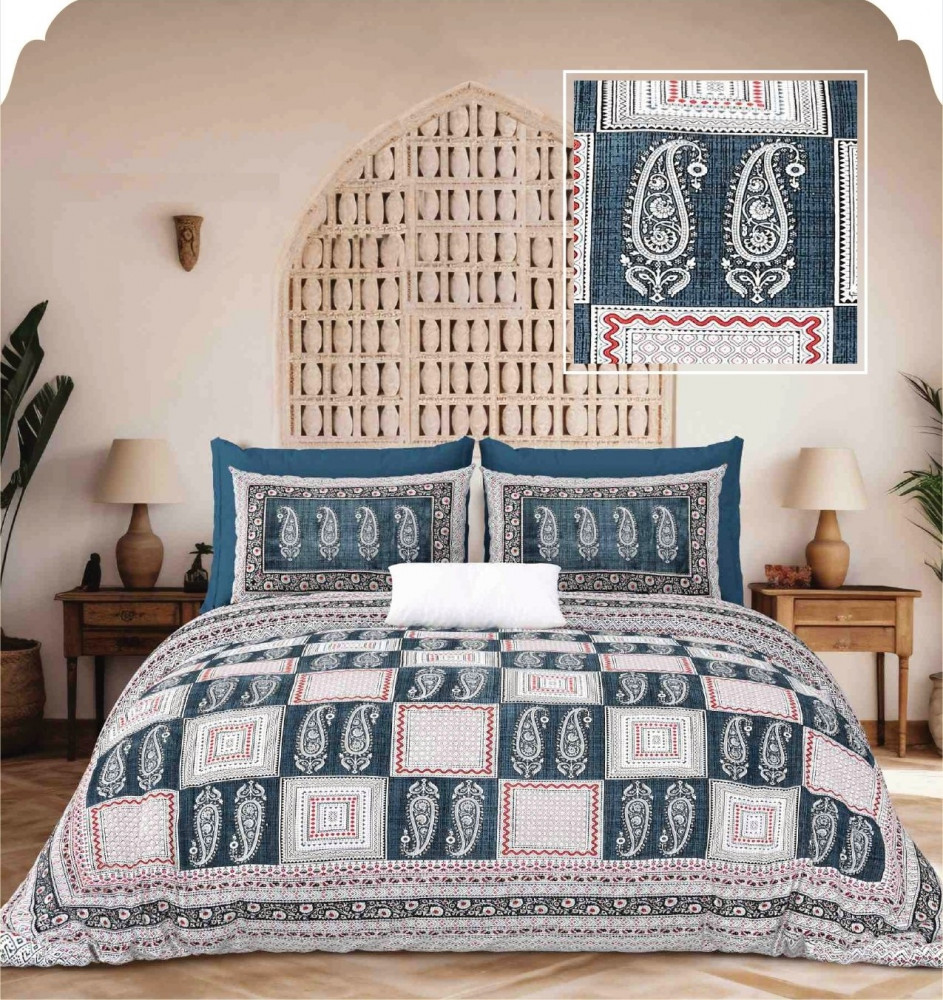 Image of JAIPURI Double Bedsheet 100% Pure Cotton 180 TC Bedsheeet With Two Pillow Cover Set