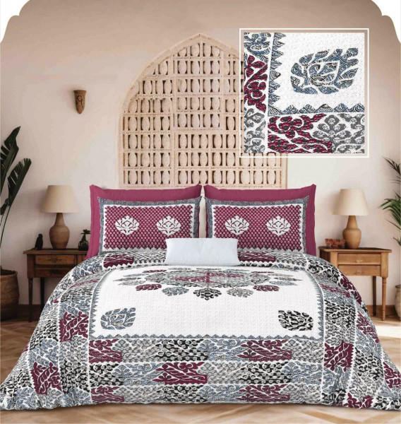 JAIPURI Double Bedsheet 100% Pure Cotton 180 TC Bedsheeet With Two Pillow Cover Set