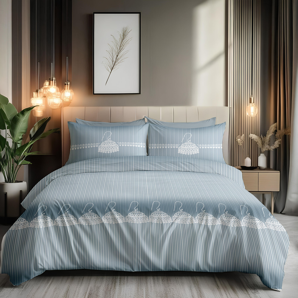 Bliss King Size 100% Pure Cotton 180 TC Bedheeet With Two Pillow Cover Set of 18 Bedsheet