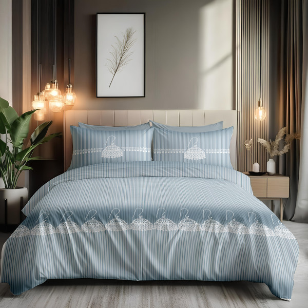 Bliss King Size 100% Pure Cotton 180 TC Bedheeet With Two Pillow Cover Set of 18 Bedsheet