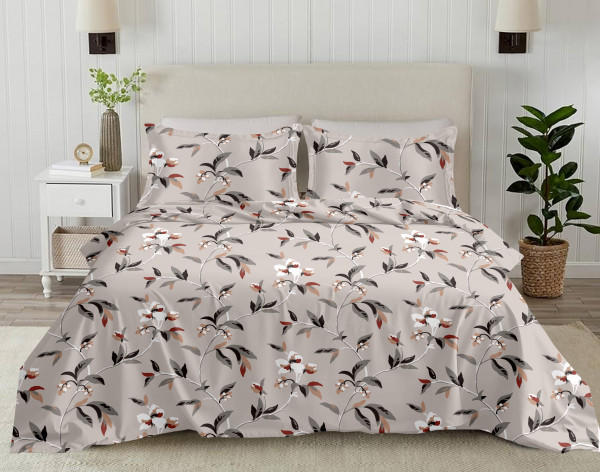 Bliss Floral Print King Size 100% Pure Cotton 180 TC Bedheeet With Two Pillow Cover Set