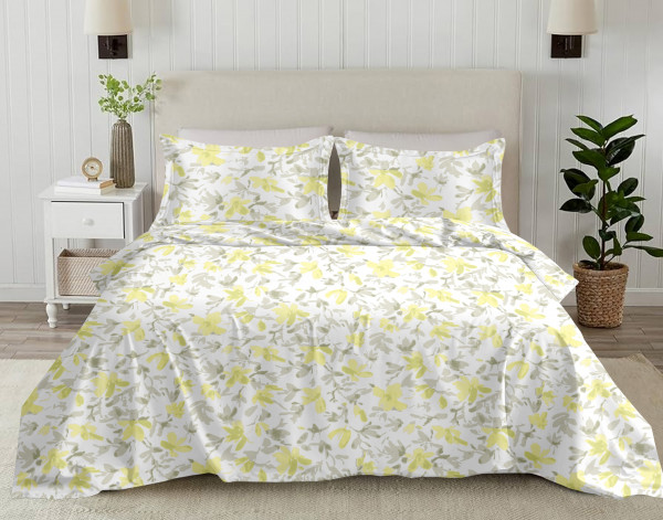 Bliss Floral Print King Size 100% Pure Cotton 180 TC Bedheeet With Two Pillow Cover Set