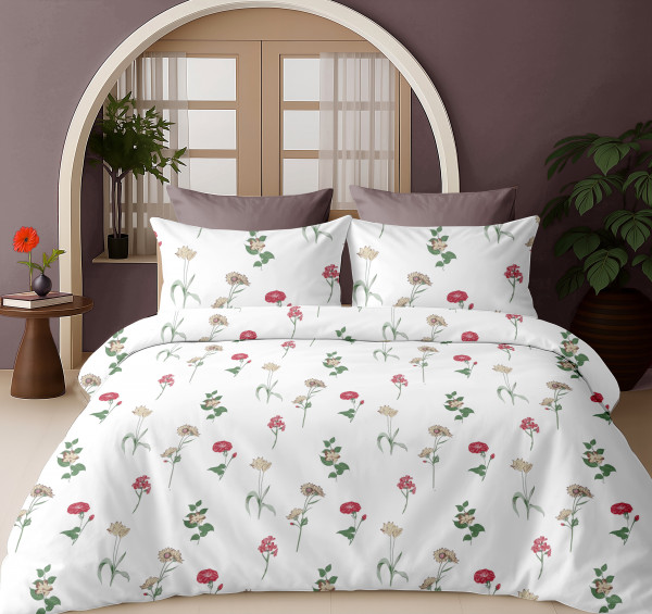 Bliss Floral Print King Size 100% Pure Cotton 180 TC Bedheeet With Two Pillow Cover Set