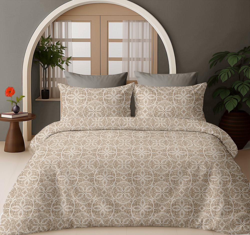 Image of Bliss Floral Print King Size 100% Pure Cotton 180 TC Bedheeet With Two Pillow Cover Set