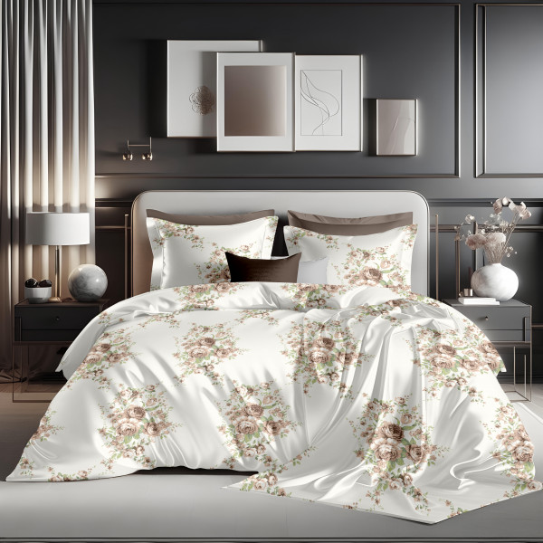 Bliss Floral Print King Size 100% Pure Cotton 180 TC Bedheeet With Two Pillow Cover Set