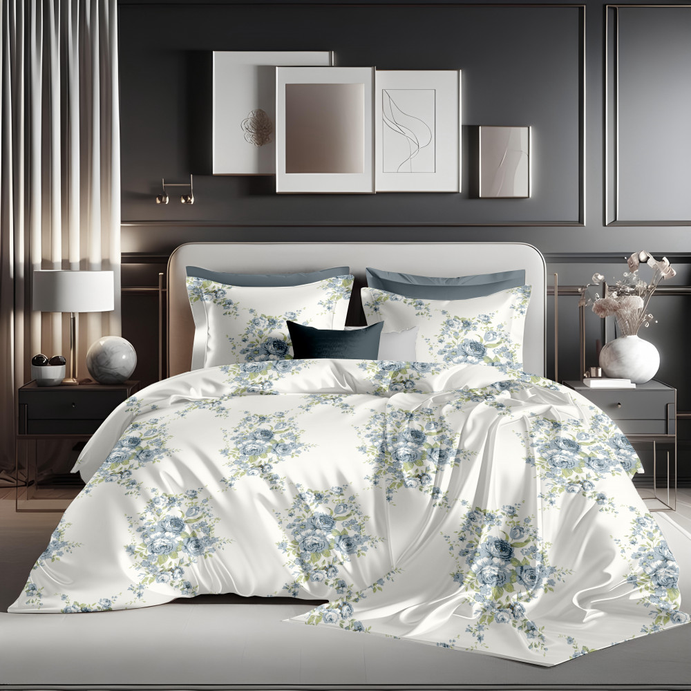 Image of Bliss Floral Print King Size 100% Pure Cotton 180 TC Bedheeet With Two Pillow Cover Set